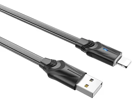 Кабель Borofone BU12 Synergy USB-A - Lightning 12w 2.4a 1.2м cable Black - фото 3