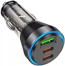 Автомобильное зарядное устройство Hoco NZ12D 60w PD/QC3.0 2xUSB-C/USB-A ports car charger black - фото Автомобильное зарядное устройство Hoco NZ12D 60w PD/QC3.0 2xUSB-C/USB-A ports car charger black