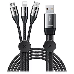 Универсальный кабель Baseus Car Co-sharing 3-in-1 USB-A to Type-C/Lightning/micro USB 18w 3.5a 1м сable Black (CAMLT-F1X0) - фото Универсальный кабель Baseus Car Co-sharing 3-in-1 USB-A to Type-C/Lightning/micro USB 18w 3.5a 1м сable Black (CAMLT-F1X0)