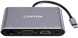 Мультипортовый USB Type-C хаб Canyon DS-14 8-in-1 gray (CNS-TDS14)