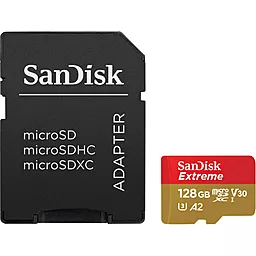Карта пам'яті SanDisk microSDXC 128GB Extreme Class 10 UHS-I U3 V30 A2 + SD-адаптер (SDSQXA1-128G-GN6AA) - фото Карта пам'яті SanDisk microSDXC 128GB Extreme Class 10 UHS-I U3 V30 A2 + SD-адаптер (SDSQXA1-128G-GN6AA)