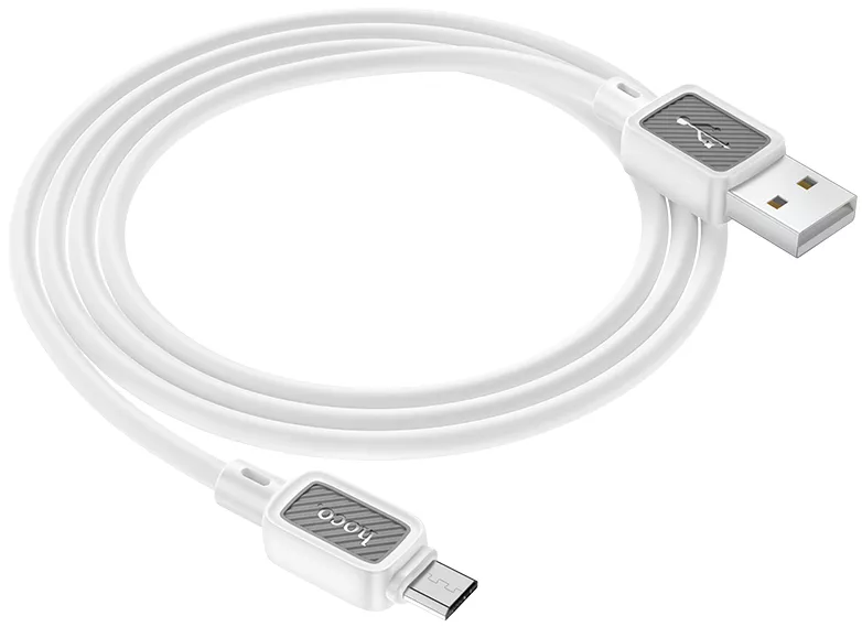 Кабель Hoco X108 Benefit USB-A - micro USB 12w 2.4a 1м cable White - фото 2