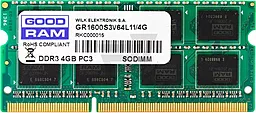 Оперативна пам'ять для ноутбука GooDRam 4GB DDR3L 1600 MHz (GR1600S3V64L11S/4G)
