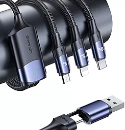 Кабель USB PD Usams US-SJ511 U71 100w 5a 1.2m 3-in-1 USB A+C to micro/Lightning/Type-C black - миниатюра 2