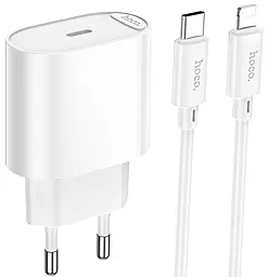 Мережевий зарядний пристрій Hoco C109A 20w PD USB-C fast charger + USB-C to Lightning cable white - фото Мережевий зарядний пристрій Hoco C109A 20w PD USB-C fast charger + USB-C to Lightning cable white