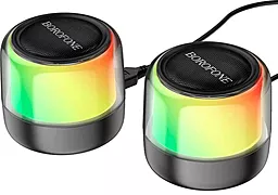 Колонки акустические Borofone BP12 Colorful BT wired 2-in-1 computer speaker Black - фото Колонки акустические Borofone BP12 Colorful BT wired 2-in-1 computer speaker Black