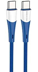 Кабель Borofone BX60 Superior USB Type-C - Type-C 60w 3a 1м PD cable Blue - фото Кабель Borofone BX60 Superior USB Type-C - Type-C 60w 3a 1м PD cable Blue