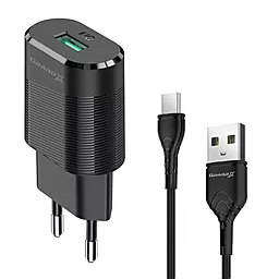 Мережевий зарядний пристрій Grand-X 2.1A home charger + USB-C cable black (CH-17T)