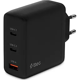 Сетевое зарядное устройство Ttec Trio 120w GAN PD 2xUSB-C/USB-A ports charger black (2SCG04S) - фото Сетевое зарядное устройство Ttec Trio 120w GAN PD 2xUSB-C/USB-A ports charger black (2SCG04S)