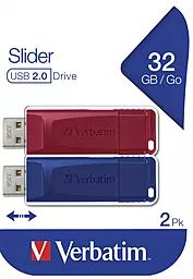 Флешка Verbatim Slider 32 GB USB 2.0 (53106) Red/blue