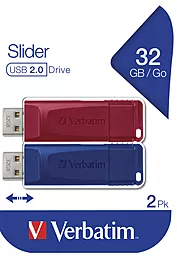 Флешка Verbatim Slider 32 GB USB 2.0 (53106) Red/blue - фото Флешка Verbatim Slider 32 GB USB 2.0 (53106) Red/blue