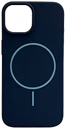 Чехол Silicone Case Full Fine Ring MagSafe для Apple iPhone 14 Dark Blue - фото Чехол Silicone Case Full Fine Ring MagSafe для Apple iPhone 14 Dark Blue