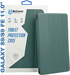 Чехол-книжка Soft Edge BeCover с креплением для стилуса для Samsung Galaxy Tab S9, S9 FE 11.0" Dark Green (710440) - фото Чехол-книжка Soft Edge BeCover с креплением для стилуса для Samsung Galaxy Tab S9, S9 FE 11.0" Dark Green (710440)
