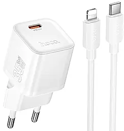 Мережевий зарядний пристрій Hoco N66 Ingenious 35w GaN PD USB-C fast charger + USB-C to Lightning cable white - фото Мережевий зарядний пристрій Hoco N66 Ingenious 35w GaN PD USB-C fast charger + USB-C to Lightning cable white