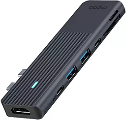 Мультипортовый USB Type-C хаб Rapoo 7-in-1 hub black UCM-2003 - фото Мультипортовый USB Type-C хаб Rapoo 7-in-1 hub black UCM-2003
