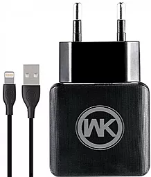 Мережевий зарядний пристрій Remax WK Blanc WP-U11 2 USB + Lightning Cable Black
