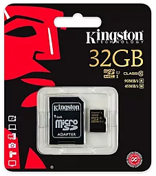 Карта пам'яті Kingston microSDHC 32GB Class 10 UHS-I U1 + SD-адаптер (SDCA10/32GB)