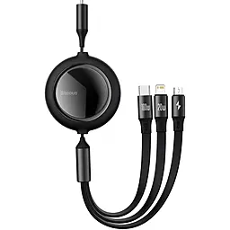 Универсальный кабель Baseus Bright Mirror Retractable 3-in-1 USB Type-C to Type-C/Lightning/micro USB 100w 5a 1.2м PD сable Black (CAMLC-AMJ01) - фото Универсальный кабель Baseus Bright Mirror Retractable 3-in-1 USB Type-C to Type-C/Lightning/micro USB 100w 5a 1.2м PD сable Black (CAMLC-AMJ01)