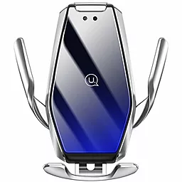 Держатель Usams CD126 Penguin Automatic Wireless Charging Car 15W Silver