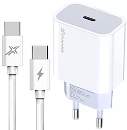 Сетевое зарядное устройство Grand-X 20w PD3.0 USB-C home charger + USB-C cable white (CH-770C)