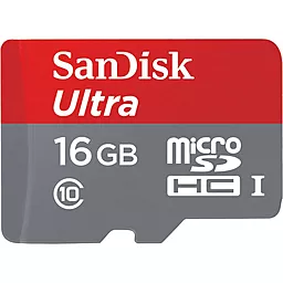 Карта памяти SanDisk microSDHC 16GB Ultra Class 10 UHS-I (SDSQUNC-016G-GN3MN)
