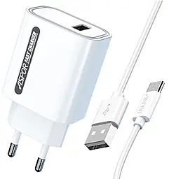 Мережевий зарядний пристрій Aspor A803 18w QC + USB-C cable fast charger white - фото Мережевий зарядний пристрій Aspor A803 18w QC + USB-C cable fast charger white