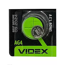 Батарейки Videx AG4 / LR626 / SR626SW / 377 / 177 1шт