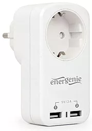 Мережевий зарядний пристрій Energenie 2.1a 1 socket 2xUSB-A ports charger white (EG-ACU2-01-W)
