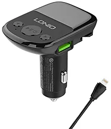 Автомобільний зарядний пристрій LDNio C706Q 2xUSB-A 25W QC3.0 + Lightning Cable Black