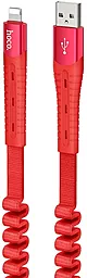 Кабель Hoco U78 Cotton Treasure Elastic USB-A - Lightning 12w 2.4a 1.2м cable Red - фото Кабель Hoco U78 Cotton Treasure Elastic USB-A - Lightning 12w 2.4a 1.2м cable Red