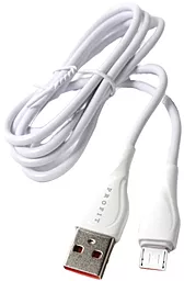 Кабель PROFIT LS-611 USB-A - micro USB 25w 5a 1м cable White - фото Кабель PROFIT LS-611 USB-A - micro USB 25w 5a 1м cable White