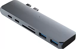 Мультипортовый USB Type-C хаб (концентратор) Qitech Aluminum USB-C Type-A HDMI 4K MicroSD SD Space Gray