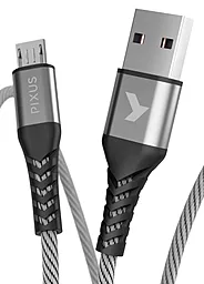 Кабель Pixus Flex USB-A - micro USB 12w 2.4a 1м cable Gray (4897058531145) - фото Кабель Pixus Flex USB-A - micro USB 12w 2.4a 1м cable Gray (4897058531145)