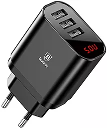 Сетевое зарядное устройство Baseus Mirror Lake Intelligent 17w 3xUSB-A ports charger black (CCALL-BH01) - фото Сетевое зарядное устройство Baseus Mirror Lake Intelligent 17w 3xUSB-A ports charger black (CCALL-BH01)
