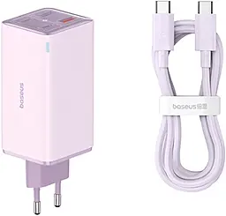 Сетевое зарядное устройство Baseus GaN6 Pro 100w PD 2xUBS-C/USB-A ports charger + USB-C to USB-C cable pink (P10162705532-00) - фото Сетевое зарядное устройство Baseus GaN6 Pro 100w PD 2xUBS-C/USB-A ports charger + USB-C to USB-C cable pink (P10162705532-00)