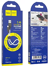Кабель Hoco X21 Plus Silicone USB-A - Lightning 12w 2.4a 0.25м cable Black/Blue - миниатюра 4 Кабель Hoco X21 Plus Silicone USB-A - Lightning 12w 2.4a 0.25м cable Black/Blue - миниатюра 4