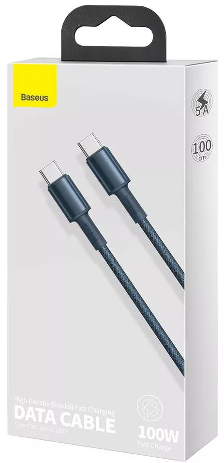 Кабель Baseus High Density Braided USB Type-C - Type-C 100w 5a 1м PD cable Blue (CATGD-03) - фото 4