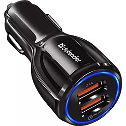 Автомобільний зарядний пристрій Defender 30w QC3.0 2xUSB-A ports car charger black (UCA-100) - фото Автомобільний зарядний пристрій Defender 30w QC3.0 2xUSB-A ports car charger black (UCA-100)