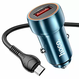 Автомобільний зарядний пристрій Hoco Z46 18W QC3.0 USB Port + micro USB Cable Sapphire Blue - мініатюра 3