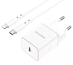 Мережевий зарядний пристрій Borofone BN6 Field 20w PD USB-C home charger + USB-C to Lightning cable white