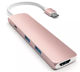 Мультипортовый USB-A хаб (концентратор) Satechi USB-C -> USB 3.0х2/HDMI/USB-C Rose Gold (ST-CMAR)
