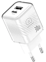 Сетевое зарядное устройство WUW C228 30w GaN PD USB-C/USB-A ports charger white - фото Сетевое зарядное устройство WUW C228 30w GaN PD USB-C/USB-A ports charger white