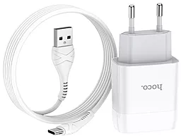 Мережевий зарядний пристрій Hoco C73A Glorious 2xUSB + USB-C Cable White - мініатюра 3