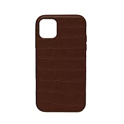 Чехол Apple Leather Case Full Crocodile for iPhone 12, iPhone 12 Pro  Dark Brown