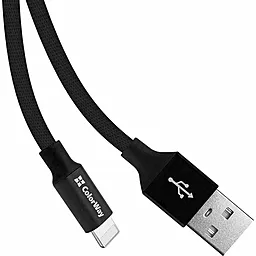 Кабель USB ColorWay Lightning 2.4А 0.25м Cable Black (CW-CBUL048-BK) - миниатюра 2