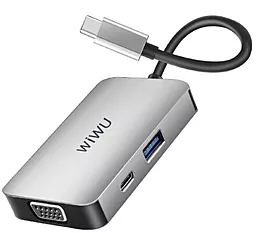 Мультипортовый USB Type-C хаб WIWU Alpha A513HVP USB-C -> HDMI+3.5mm+VGA+USB 3.0+USB Type-C - миниатюра 2