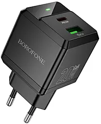 Сетевое зарядное устройство Borofone BN19 Intenso 20w GaN PD USB-C/USB-A ports charger black - фото Сетевое зарядное устройство Borofone BN19 Intenso 20w GaN PD USB-C/USB-A ports charger black