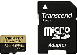 Карта памяти Transcend microSDXC 64GB Ultimate 633X Class 10 UHS-I U3 + SD-адаптер (TS64GUSDU3) - фото Карта памяти Transcend microSDXC 64GB Ultimate 633X Class 10 UHS-I U3 + SD-адаптер (TS64GUSDU3)
