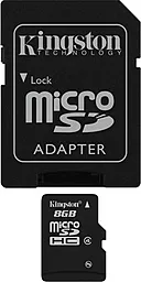Карта памяти Kingston microSDHC 8GB Class 4 + SD-адаптер (SDC4/8GB)