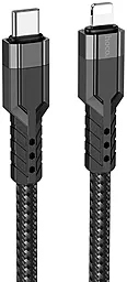 Кабель Hoco U110 USB Type-C - Lightning 20w 3a 1.2м PD сable Black - фото Кабель Hoco U110 USB Type-C - Lightning 20w 3a 1.2м PD сable Black